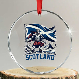 Scottish Warrior Crystal Glass Ornament Brave Highland Hero Scotland Flag TS02 Transparent Glass 3'' Circle Print Your Wear