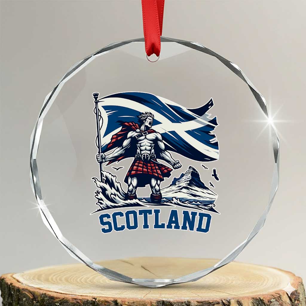Scottish Warrior Crystal Glass Ornament Brave Highland Hero Scotland Flag TS02 Transparent Glass 3'' Circle Print Your Wear
