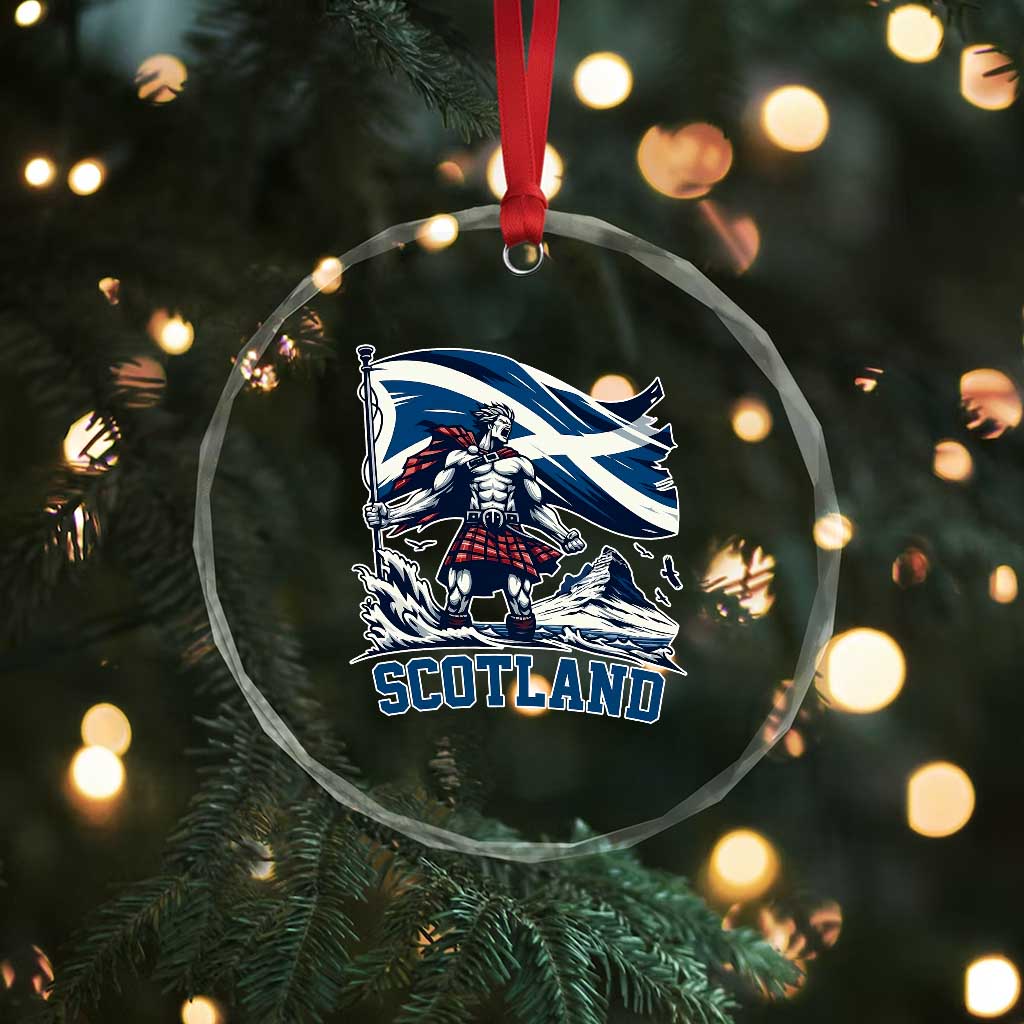 Scottish Warrior Crystal Glass Ornament Brave Highland Hero Scotland Flag TS02 Print Your Wear
