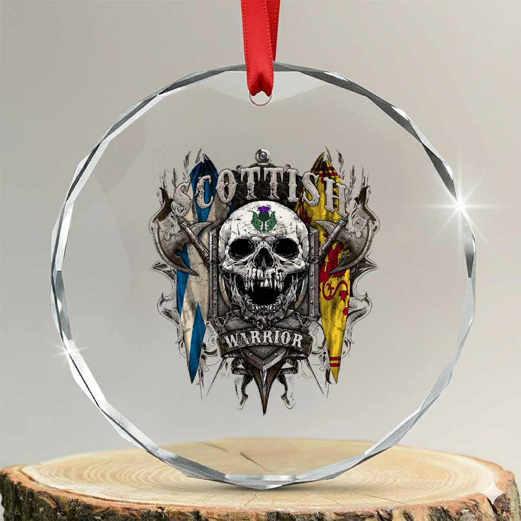 Scottish Warrior Crystal Glass Ornament Vintage Skull Celtic Cross Scottish Lion Rampant Flag TS11 Transparent Glass 3'' Circle Print Your Wear