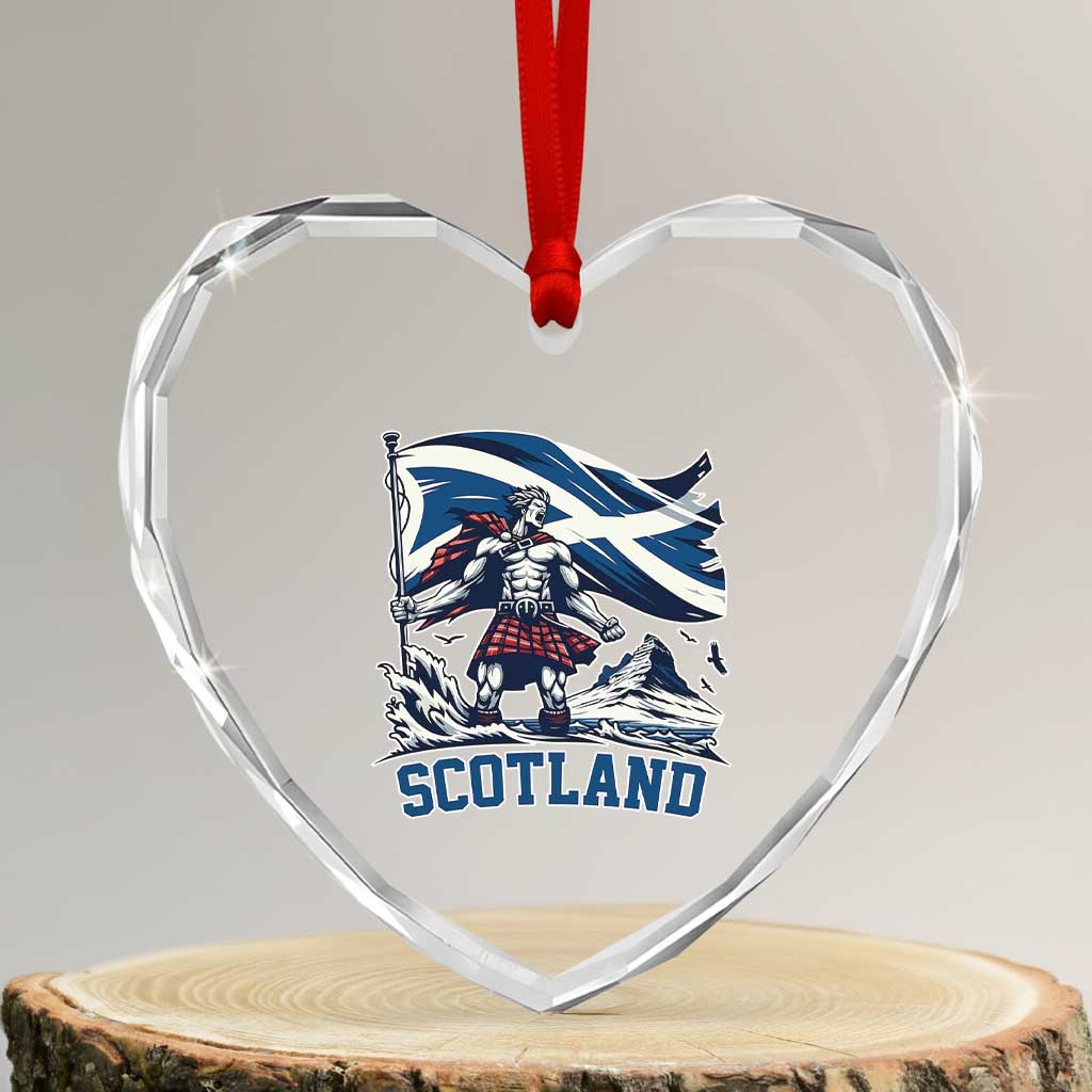 Scottish Warrior Heart Crystal Glass Ornament Brave Highland Hero Scotland Flag TS02 Transparent Glass 3'' Heart Print Your Wear