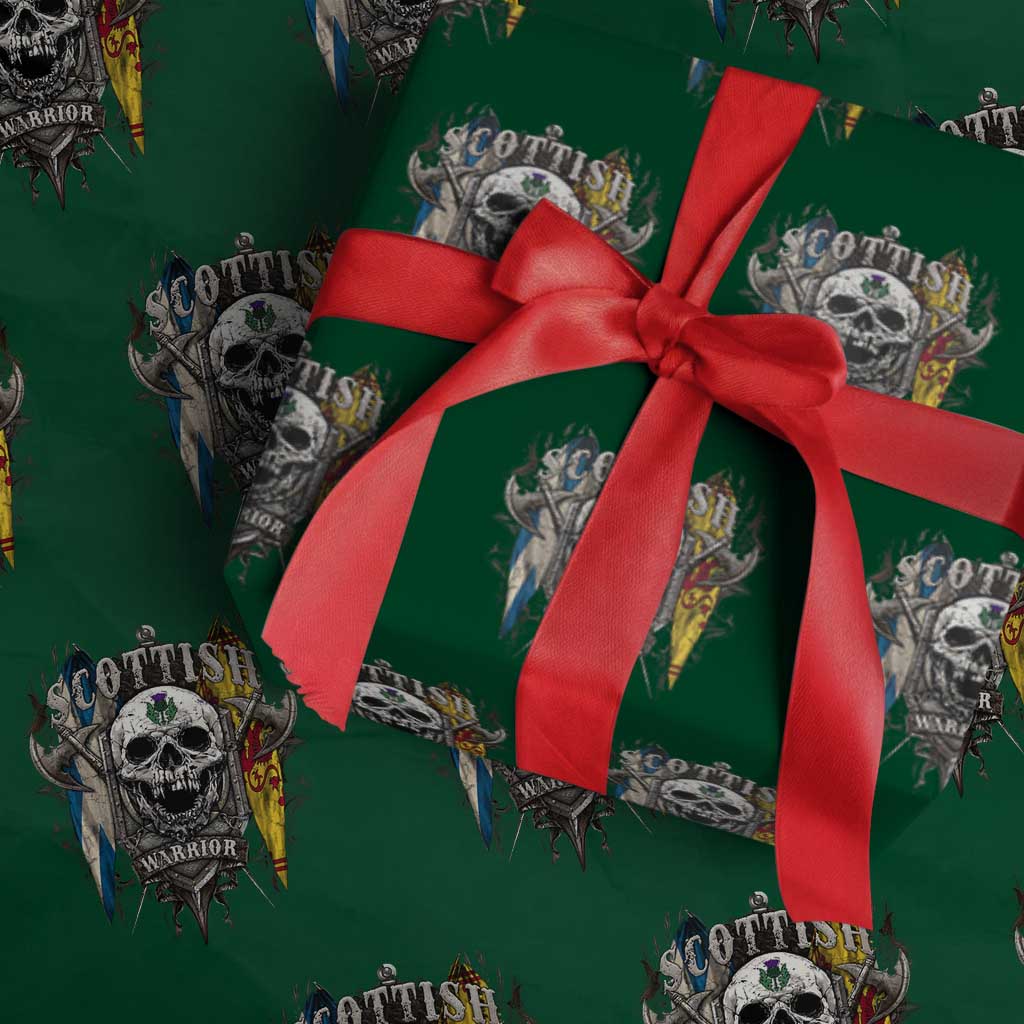 Scottish Warrior Wrapping Paper Roll Vintage Skull Celtic Cross Scottish Lion Rampant Flag TS11 Green Print Your Wear