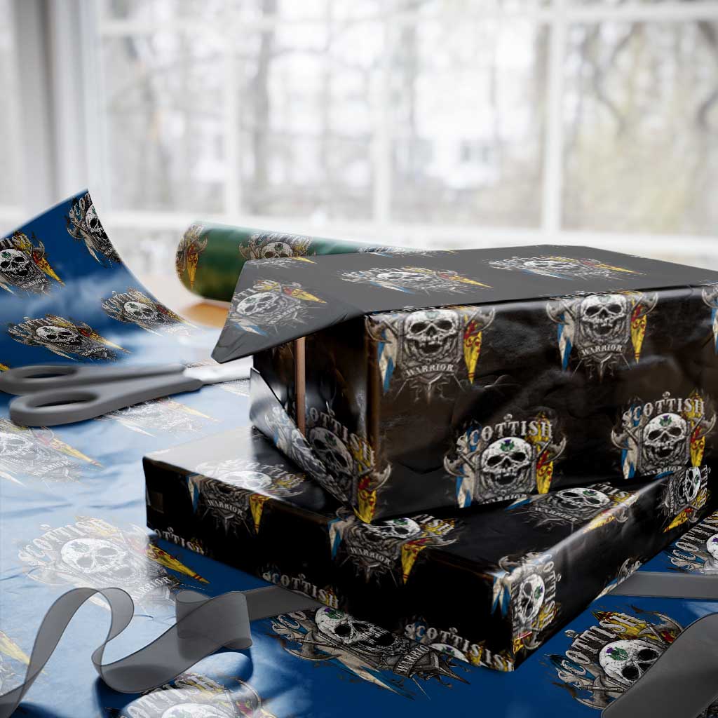 Scottish Warrior Wrapping Paper Roll Vintage Skull Celtic Cross Scottish Lion Rampant Flag TS11 Black Print Your Wear