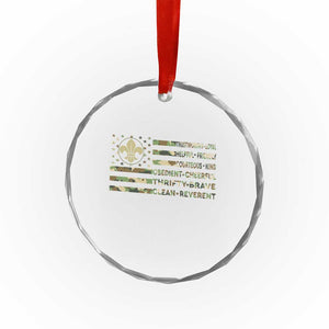 Scout Law Values Crystal Glass Ornament American Camo Flag Retro Vintage TS02 Print Your Wear