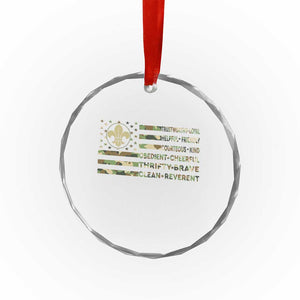 Scout Law Values Crystal Glass Ornament American Camo Flag Retro Vintage TS02 Print Your Wear