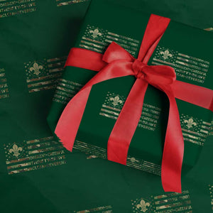 Scout Law Values Wrapping Paper Roll American Camo Flag Retro Vintage TS02 Green Print Your Wear