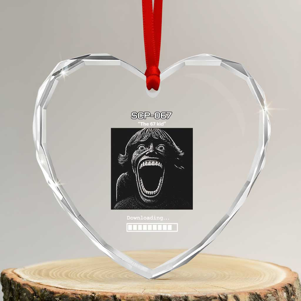 SCP 67 Mason The 6 7 Kid Meme Heart Crystal Glass Ornament Six Seven Boy Horror Edit TS02 Transparent Glass 3'' Heart Print Your Wear