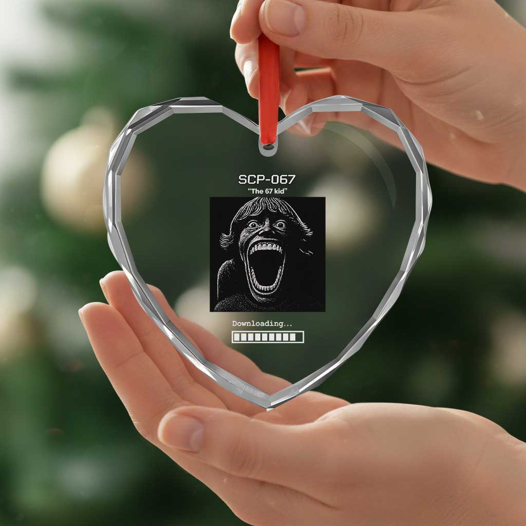 SCP 67 Mason The 6 7 Kid Meme Heart Crystal Glass Ornament Six Seven Boy Horror Edit TS02 Print Your Wear