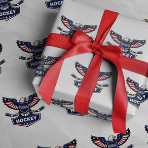 Screaming American Eagle Hockey Pride Graphic Wrapping Paper Roll Proud USA Ice Sticks Sports Fan TS02 White Print Your Wear