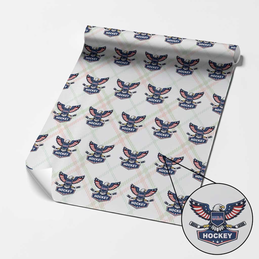 Screaming American Eagle Hockey Pride Graphic Wrapping Paper Roll Proud USA Ice Sticks Sports Fan TS02 Christmas Plaid Print Your Wear