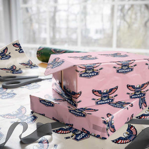 Screaming American Eagle Hockey Pride Graphic Wrapping Paper Roll Proud USA Ice Sticks Sports Fan TS02 Light Pink Print Your Wear
