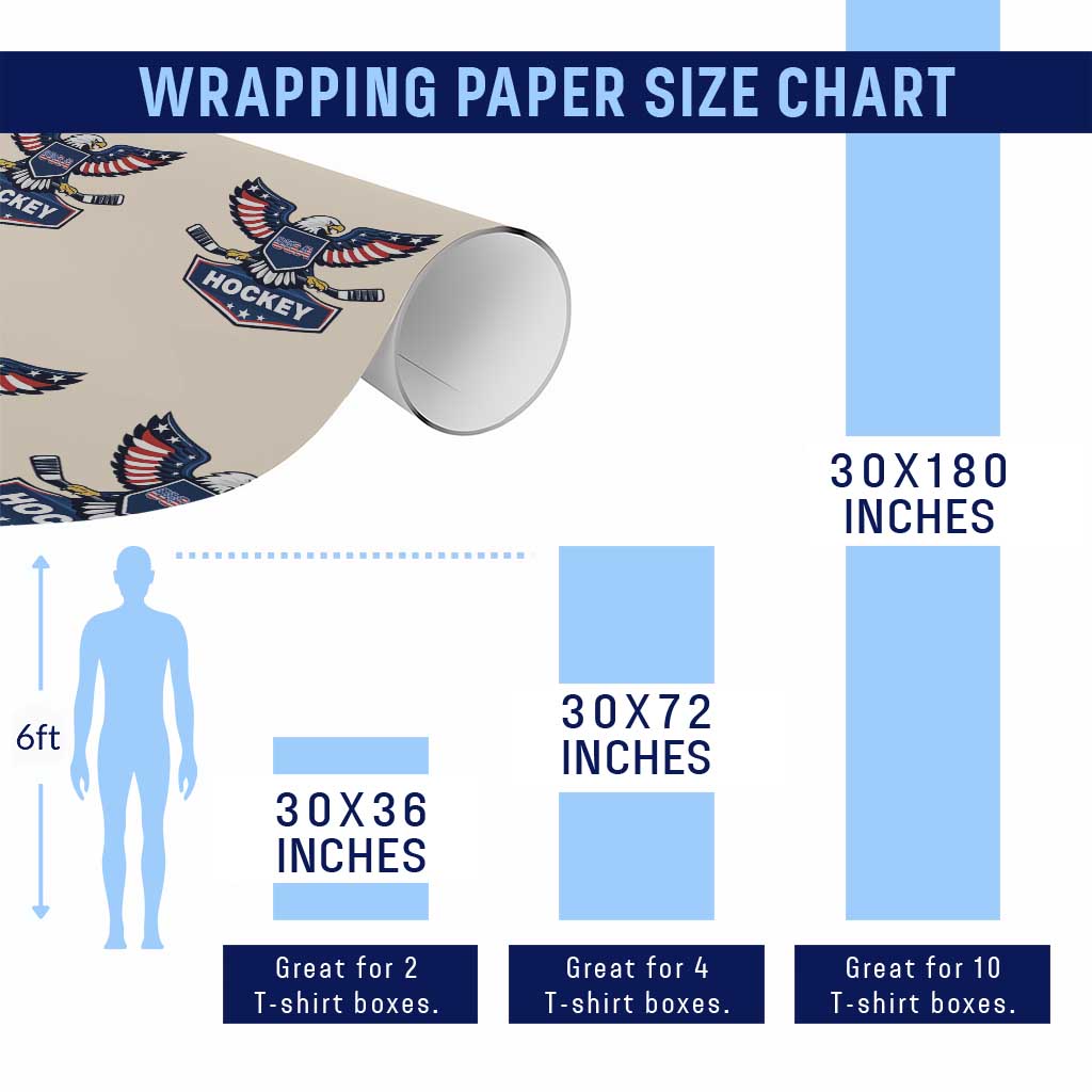 Screaming American Eagle Hockey Pride Graphic Wrapping Paper Roll Proud USA Ice Sticks Sports Fan TS02 Print Your Wear