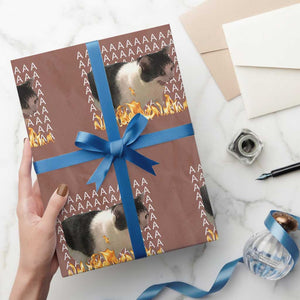 Screaming Cat Meme Wrapping Paper Roll Funny Internet Gen Z Cat Lover TS14 Mocha Print Your Wear
