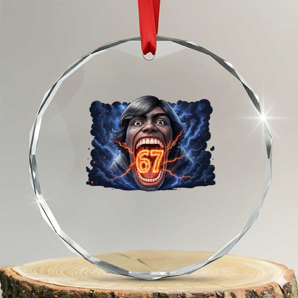 Screaming Mason 67 Kid Meme Crystal Glass Ornament Six Seven Viral Devil Transformation Horror Edit TS02 Transparent Glass 3'' Circle Print Your Wear