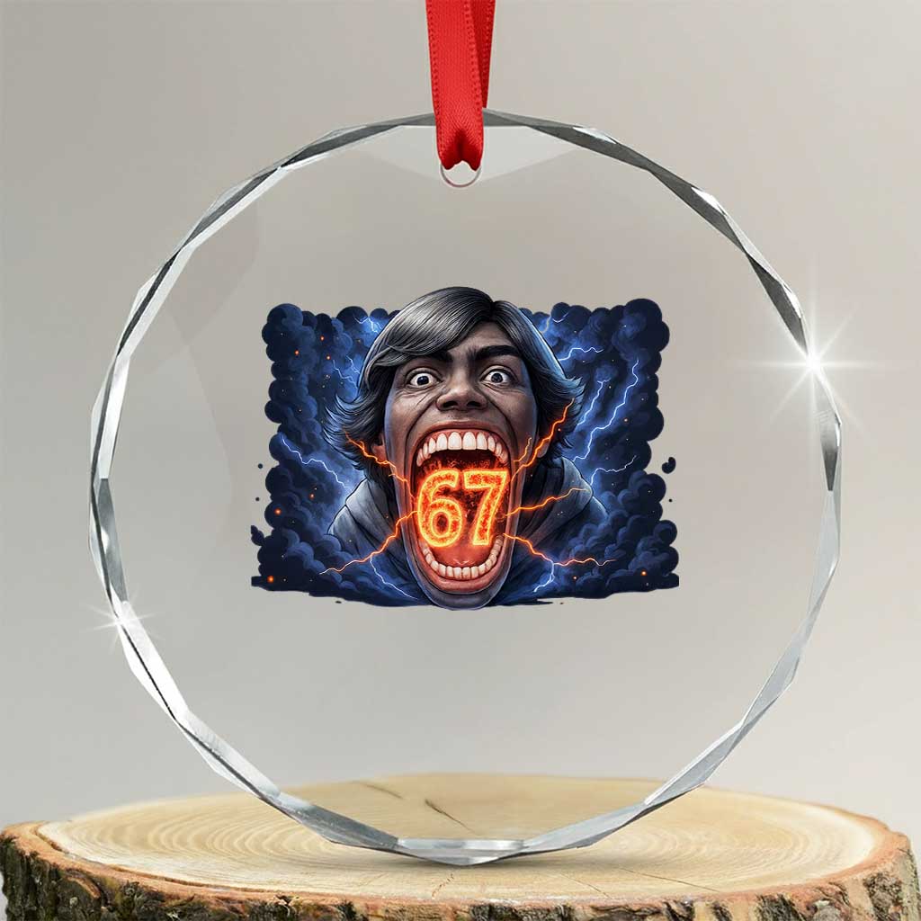 Screaming Mason 67 Kid Meme Crystal Glass Ornament Six Seven Viral Devil Transformation Horror Edit TS02 Transparent Glass 3'' Circle Print Your Wear