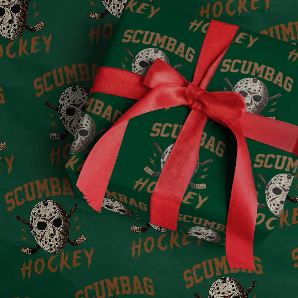 Scumbag Hockey Goalie Mask Distressed Sports Graphic Wrapping Paper Roll TS02 Green Print Your Wear