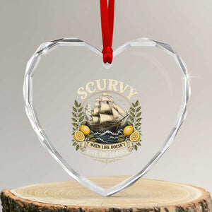 Scurvy When Life Doesnt Give You Lemons Heart Crystal Glass Ornament Funny Pirate Lemon Vitamin C