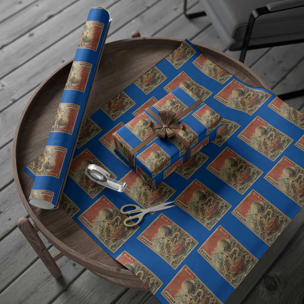 Sea Monster Eating Ramen Wrapping Paper Roll Vintage Graphic Japanese Lover Ukiyo-e Art TS10 Blue Print Your Wear