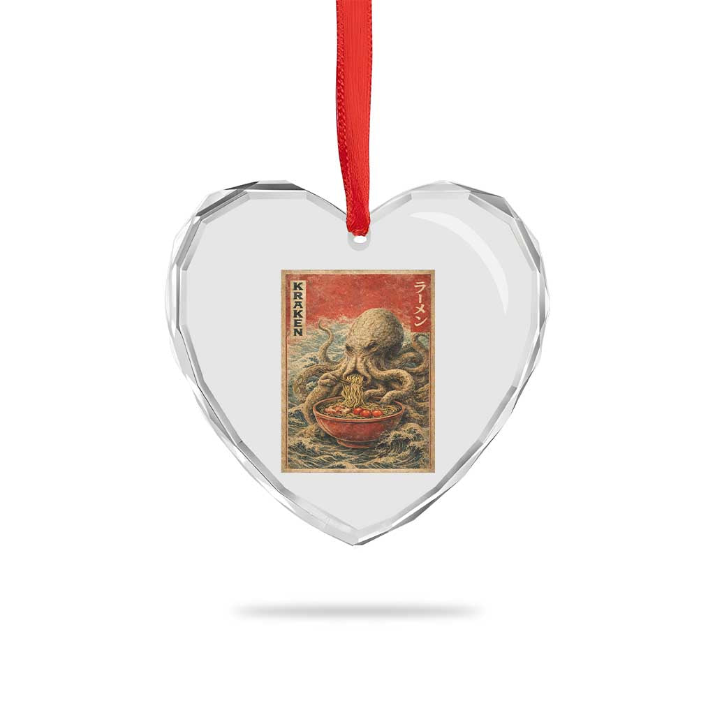 Sea Monster Eating Ramen Heart Crystal Glass Ornament Vintage Graphic Japanese Lover Ukiyo-e Art TS10 Print Your Wear