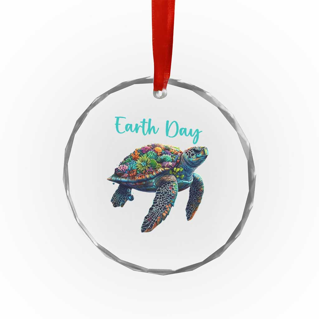 Sea Turtle Earth Day Crystal Glass Ornament Save The Earth TS02 Print Your Wear
