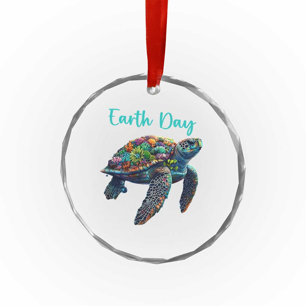Sea Turtle Earth Day Crystal Glass Ornament Save The Earth TS02 Print Your Wear