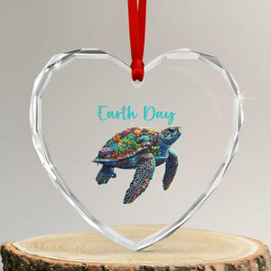 Sea Turtle Earth Day Heart Crystal Glass Ornament Save The Earth TS02 Transparent Glass 3'' Heart Print Your Wear