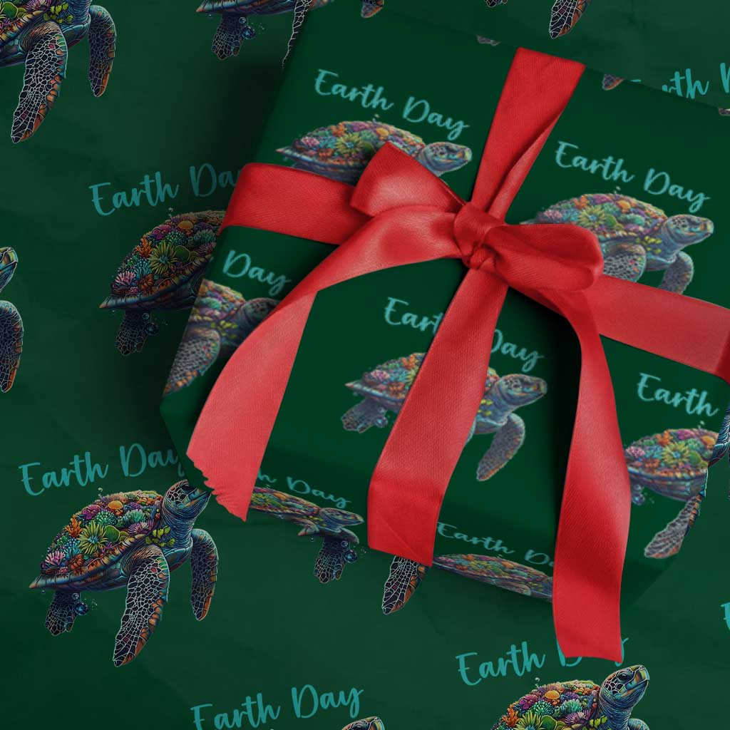 Sea Turtle Earth Day Wrapping Paper Roll Save The Earth TS02 Green Print Your Wear