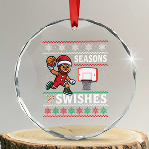 Seasons Swishes Crystal Glass Ornament Funny Gingerbread Basketball Christmas Gift TS12 Transparent Glass 3'' Circle Print Your Wear