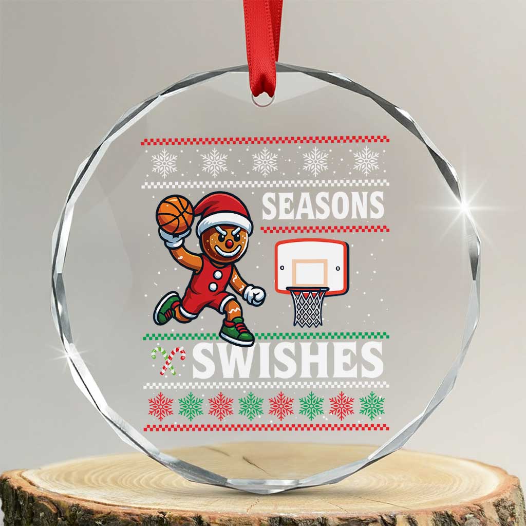 Seasons Swishes Crystal Glass Ornament Funny Gingerbread Basketball Christmas Gift TS12 Transparent Glass 3'' Circle Print Your Wear