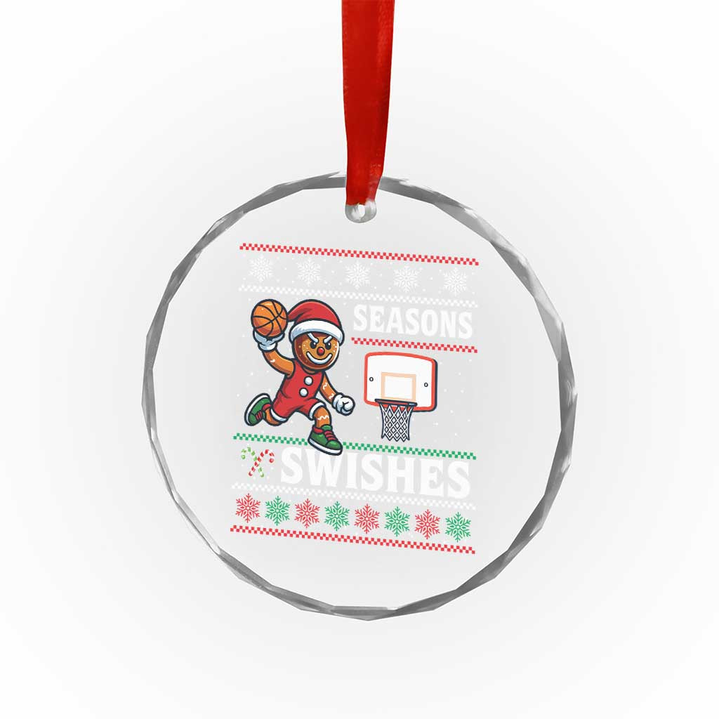 Seasons Swishes Crystal Glass Ornament Funny Gingerbread Basketball Christmas Gift TS12 Transparent Glass 3'' Circle Print Your Wear