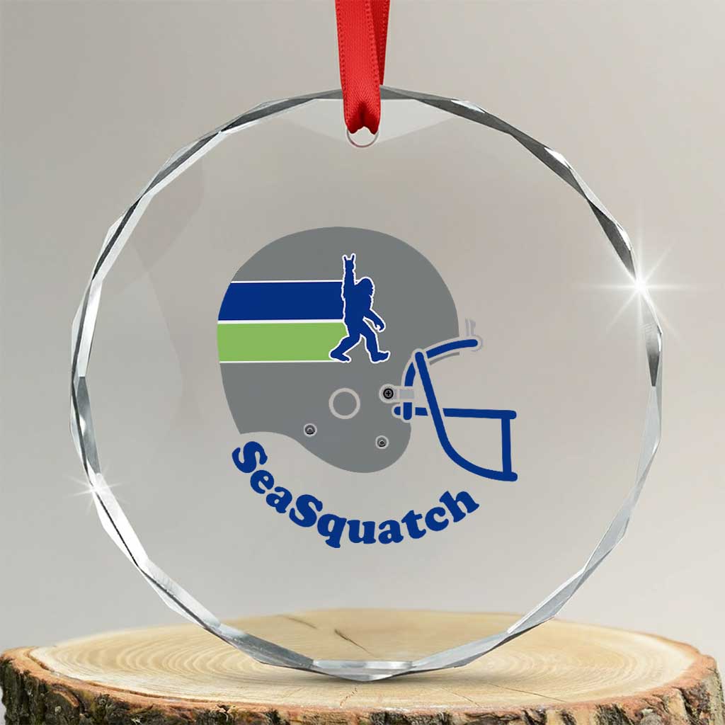 SeaSquatch Bigfoot Football Helmet Crystal Glass Ornament Seattle Sports Fan Pride TS12 Transparent Glass 3'' Circle Print Your Wear
