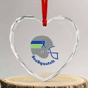 SeaSquatch Bigfoot Football Helmet Heart Crystal Glass Ornament Seattle Sports Fan Pride