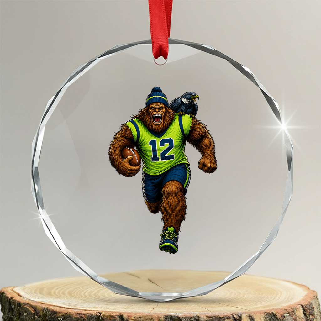 SeaSquatch Football Fan Crystal Glass Ornament Bigfoot Seattle Sports Pride Graphic TS12 Transparent Glass 3'' Circle Print Your Wear