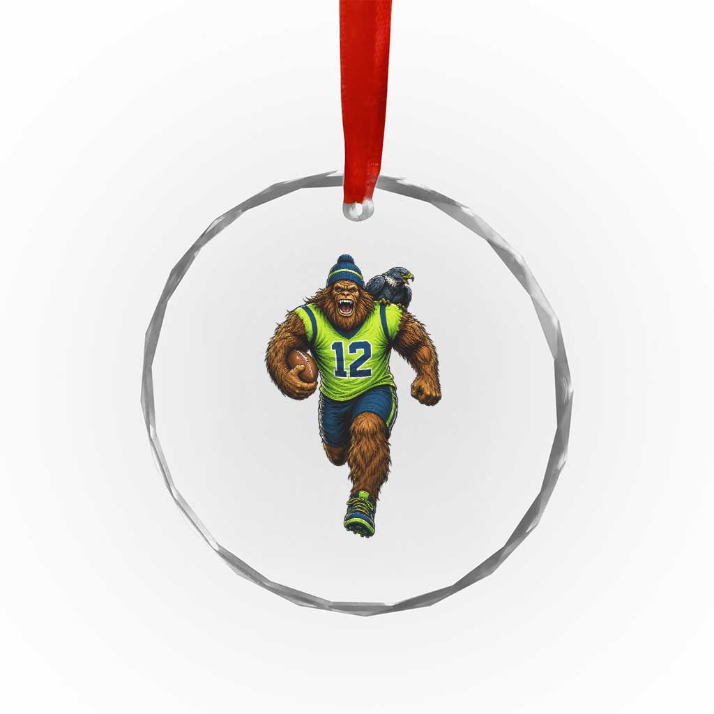 SeaSquatch Football Fan Crystal Glass Ornament Bigfoot Seattle Sports Pride Graphic
