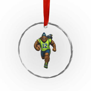SeaSquatch Football Fan Crystal Glass Ornament Bigfoot Seattle Sports Pride Graphic