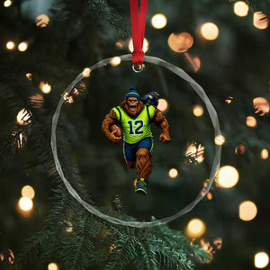 SeaSquatch Football Fan Crystal Glass Ornament Bigfoot Seattle Sports Pride Graphic