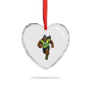 SeaSquatch Football Fan Heart Crystal Glass Ornament Bigfoot Seattle Sports Pride Graphic