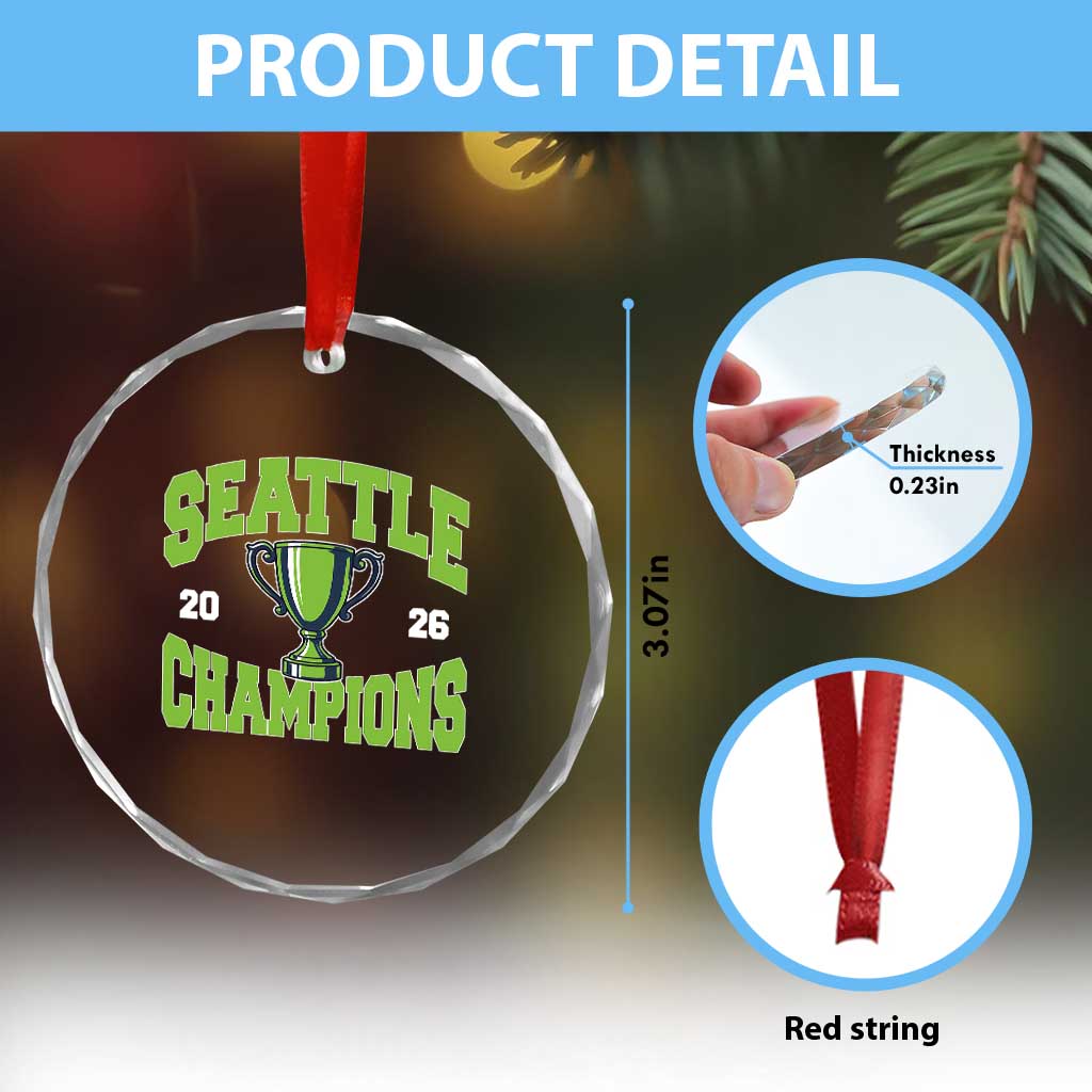 Seattle Champions 2026 Crystal Glass Ornament Retro Gameday Team Fan TS10 Print Your Wear
