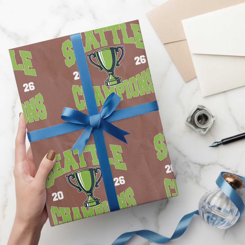 Seattle Champions 2026 Wrapping Paper Roll Retro Gameday Team Fan TS10 Mocha Print Your Wear