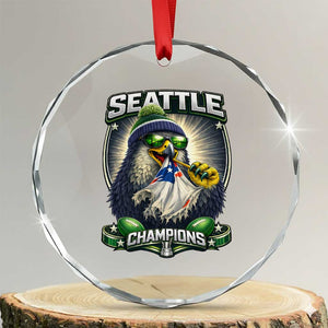 Seattle Champions Fan Pride Crystal Glass Ornament Football Fan Gift TS12 Transparent Glass 3'' Circle Print Your Wear