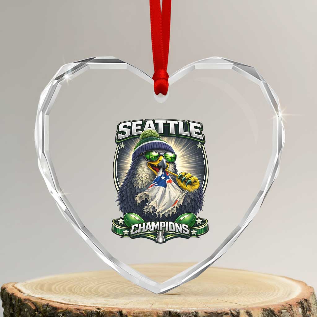 Seattle Champions Fan Pride Heart Crystal Glass Ornament Football Fan Gift TS12 Transparent Glass 3'' Heart Print Your Wear