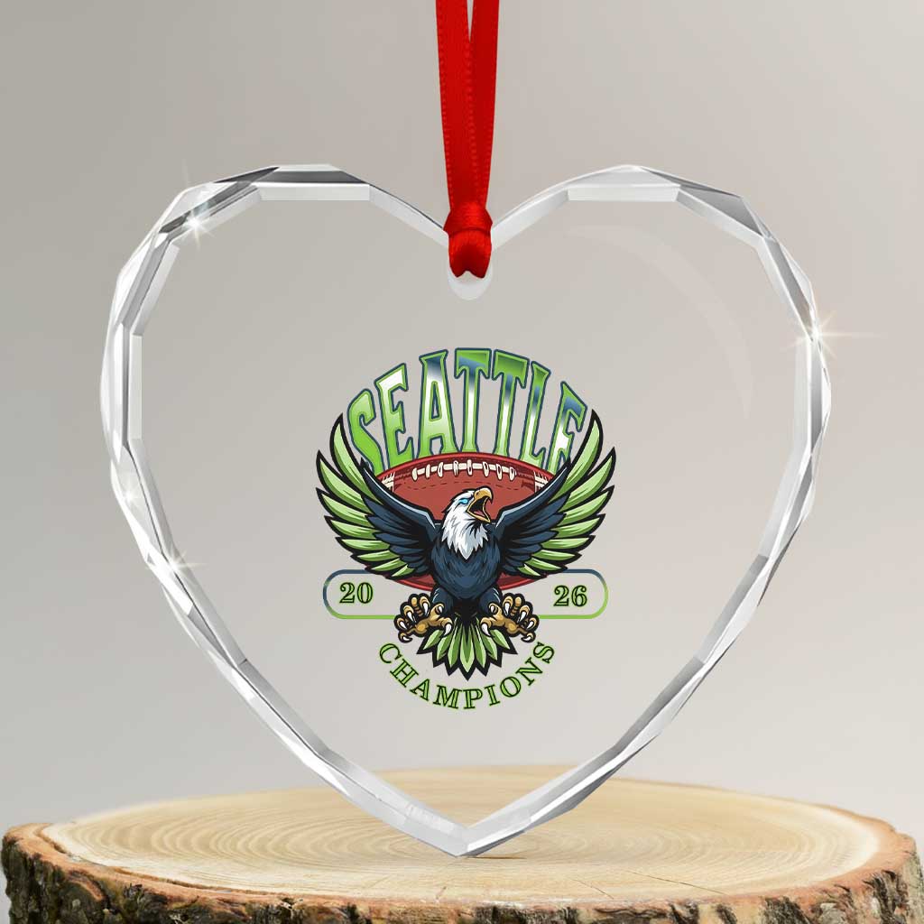 Seattle Champions Fan Pride Heart Crystal Glass Ornament Gift For Football Lovers TS12 Transparent Glass 3'' Heart Print Your Wear