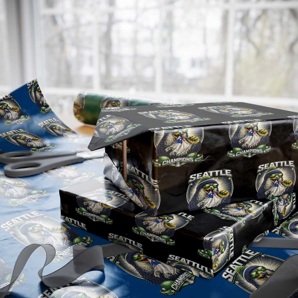 Seattle Champions Fan Pride Wrapping Paper Roll Football Fan Gift TS12 Black Print Your Wear