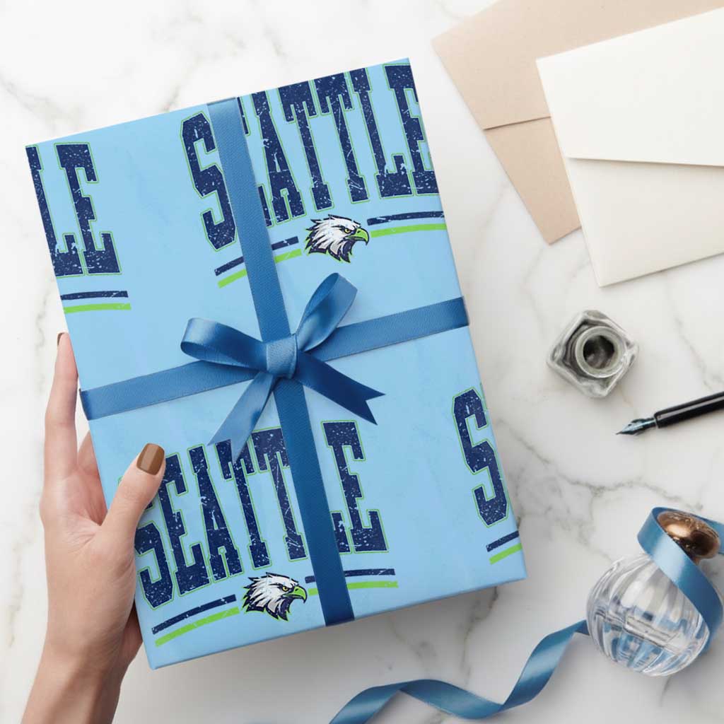 Seattle City Pride Wrapping Paper Roll Vintage Game Day Sports Fan Style TS02 Light Blue Print Your Wear