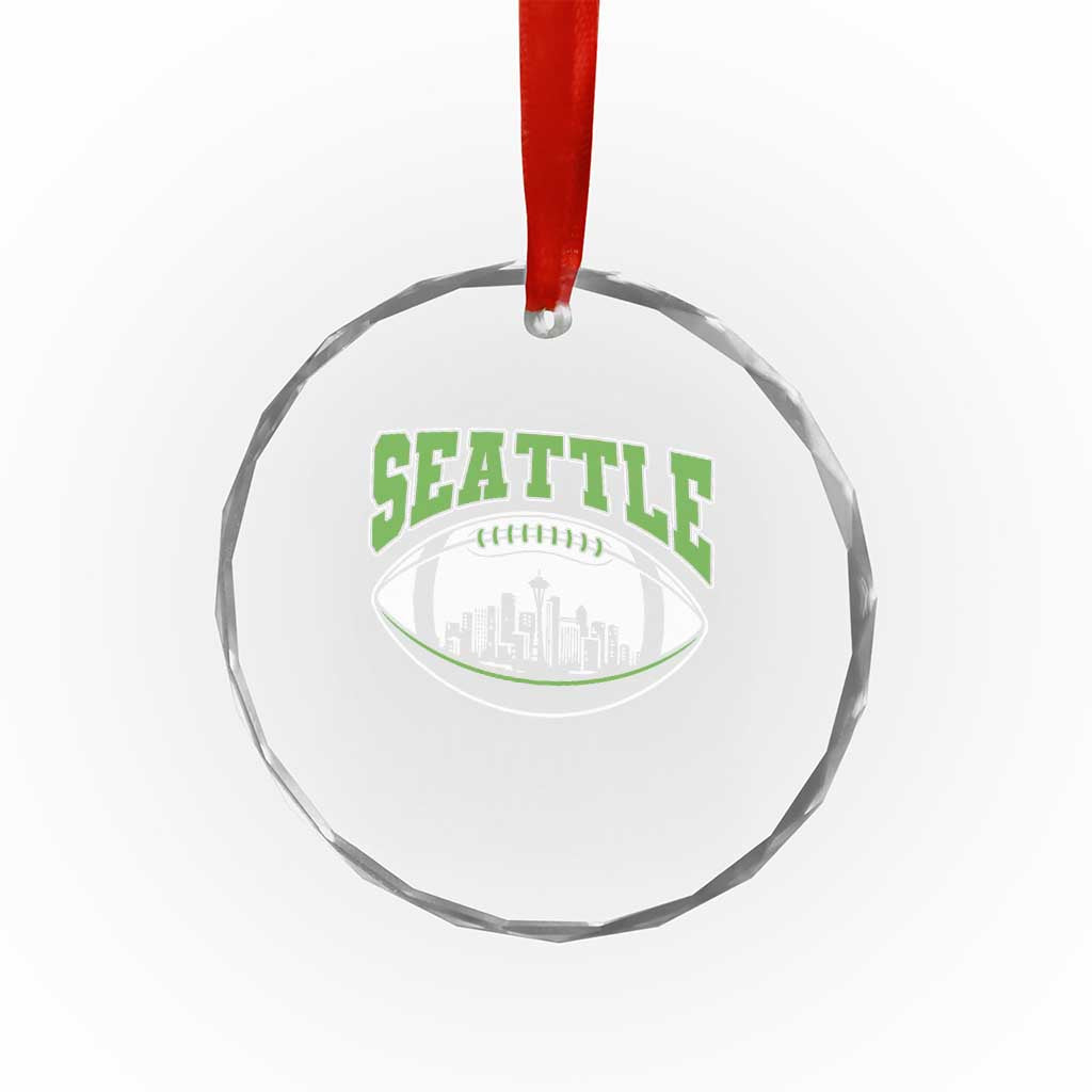 Seattle City Skyline Football Graphic Crystal Glass Ornament Sports Fan Game Day Pride TS02 Print Your Wear