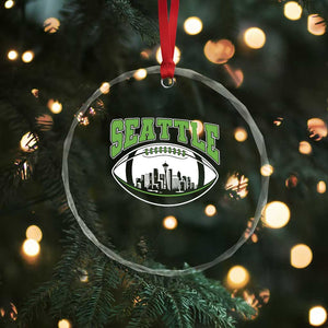 Seattle City Skyline Football Graphic Crystal Glass Ornament Sports Fan Game Day Pride TS02 Print Your Wear