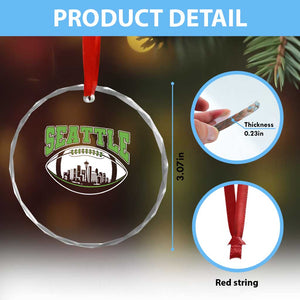 Seattle City Skyline Football Graphic Crystal Glass Ornament Sports Fan Game Day Pride TS02 Print Your Wear