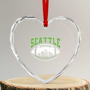 Seattle City Skyline Football Graphic Heart Crystal Glass Ornament Sports Fan Game Day Pride TS02 Transparent Glass 3'' Heart Print Your Wear