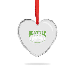 Seattle City Skyline Football Graphic Heart Crystal Glass Ornament Sports Fan Game Day Pride TS02 Print Your Wear