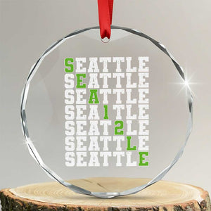 Seattle Fan 12 Athletic Number Crystal Glass Ornament City Football Game Day TS11 Transparent Glass 3'' Circle Print Your Wear